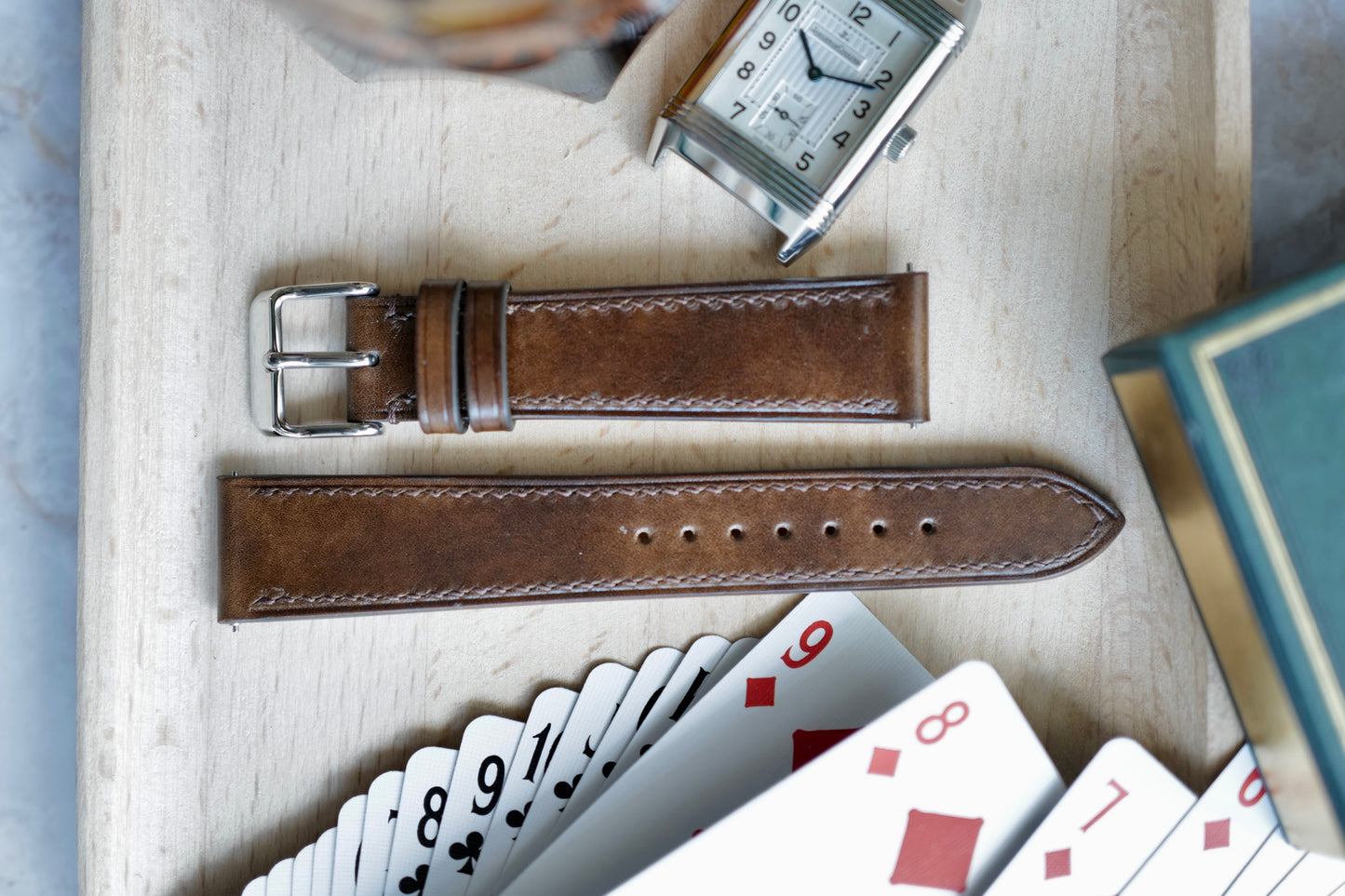 Brown museum calf leather watch strap