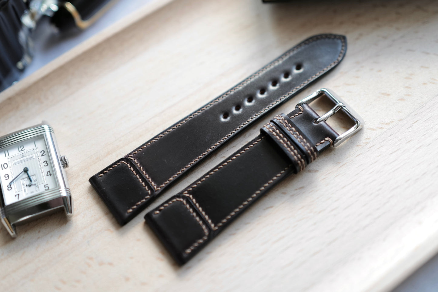 No.8 Horween shell cordovan Reverso style watch strap