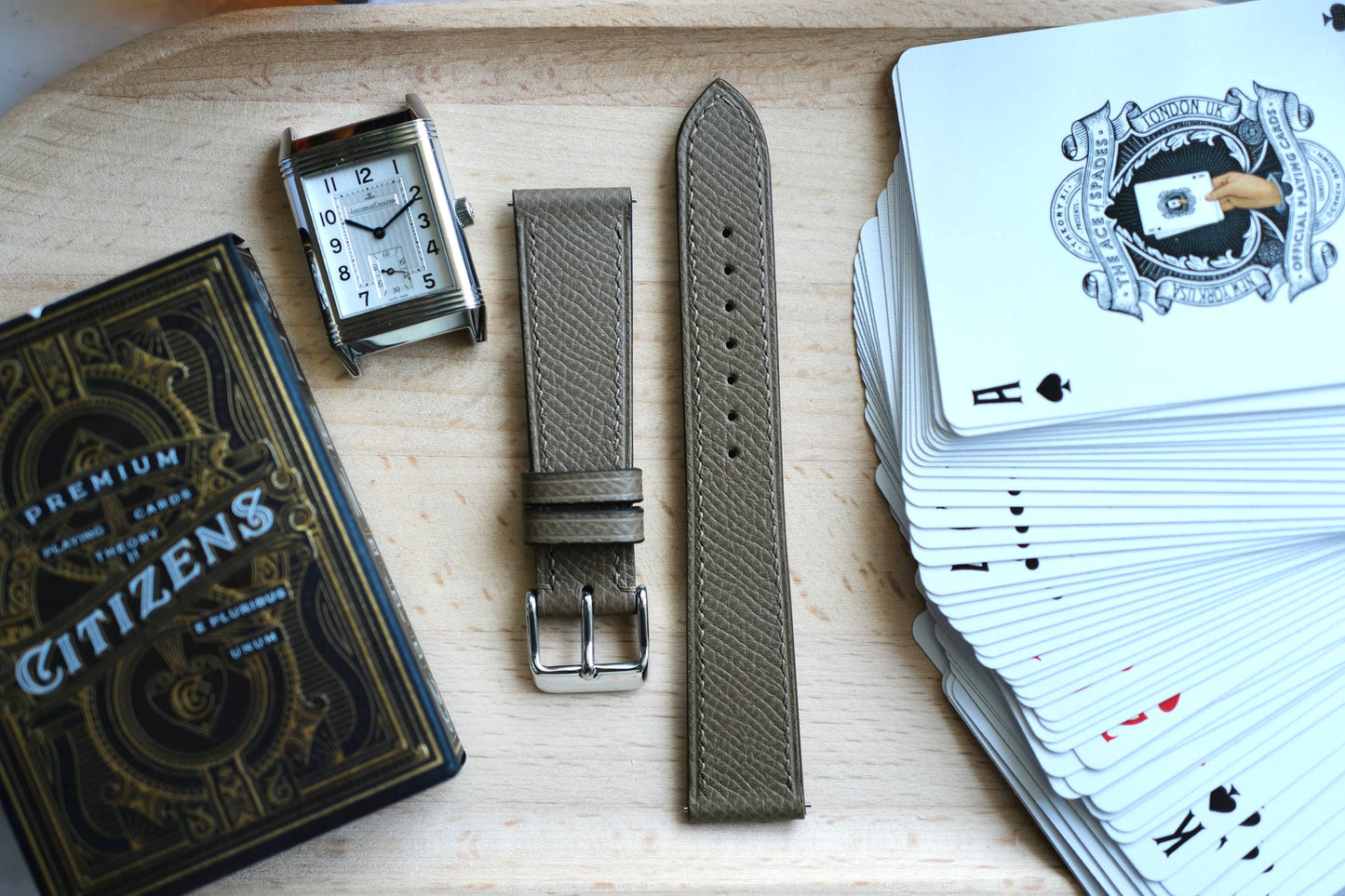 Taupe Epsom leather watch strap