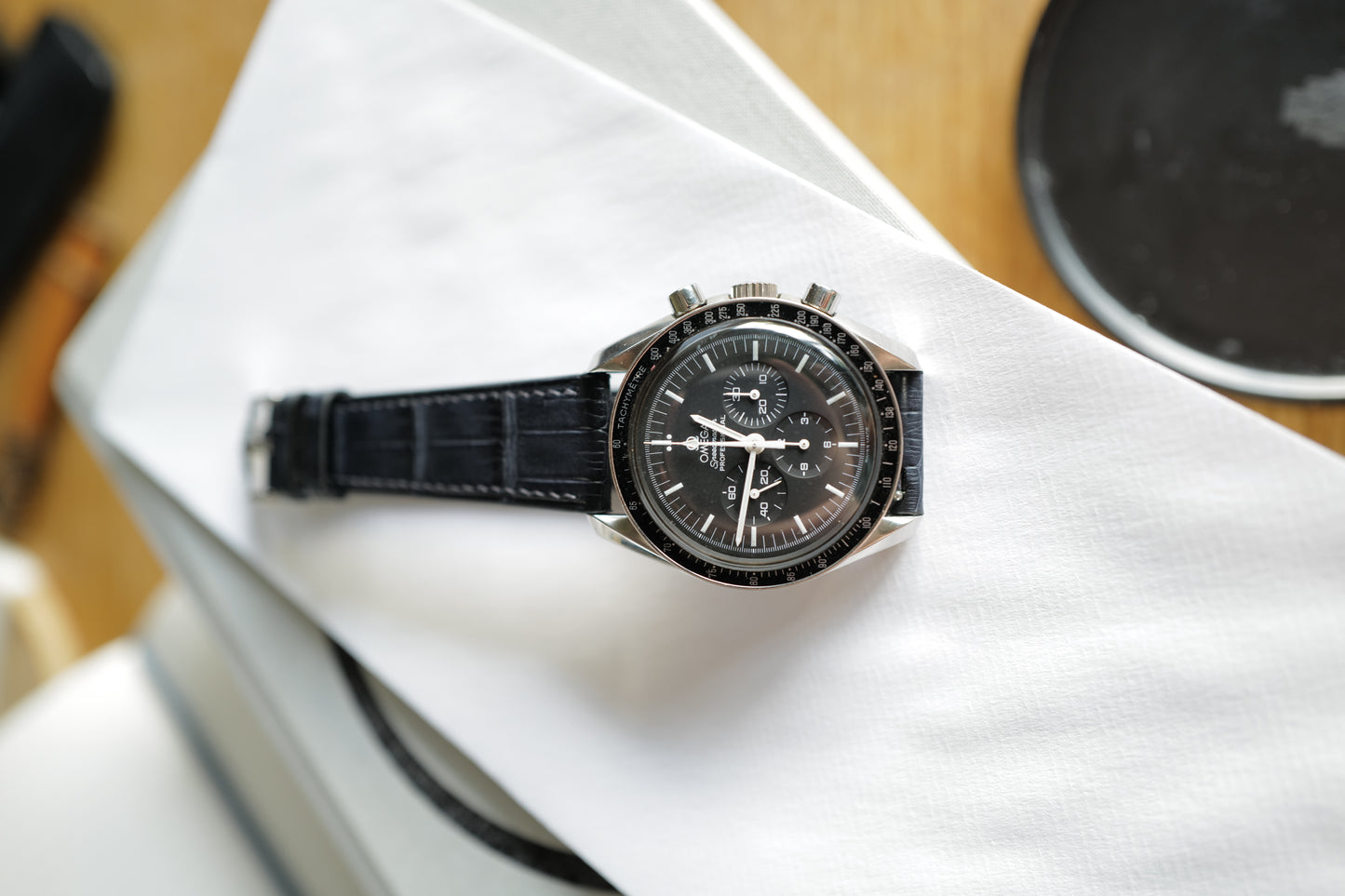 Deep slate blue crocodile strap