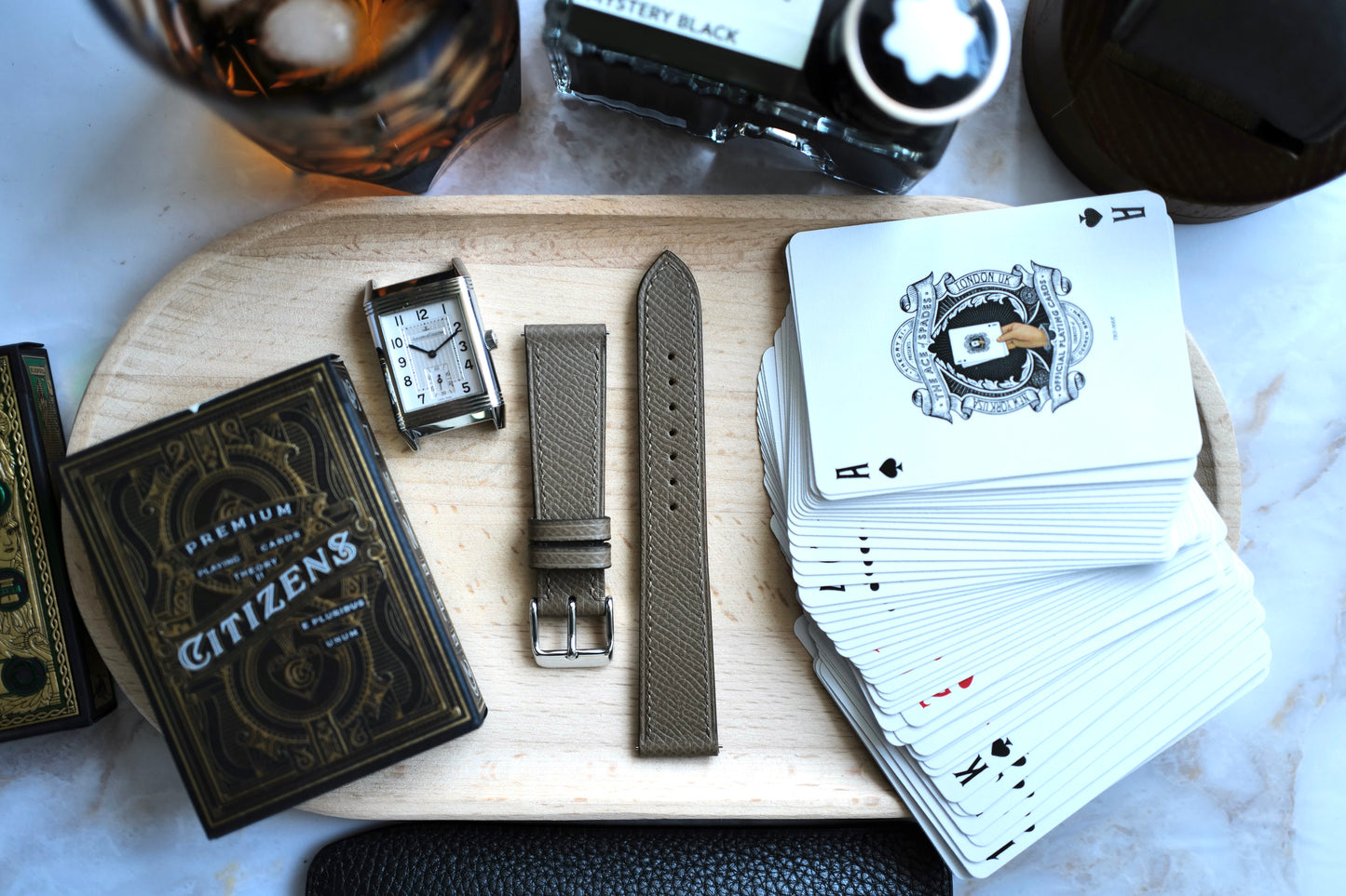 Taupe Epsom leather watch strap
