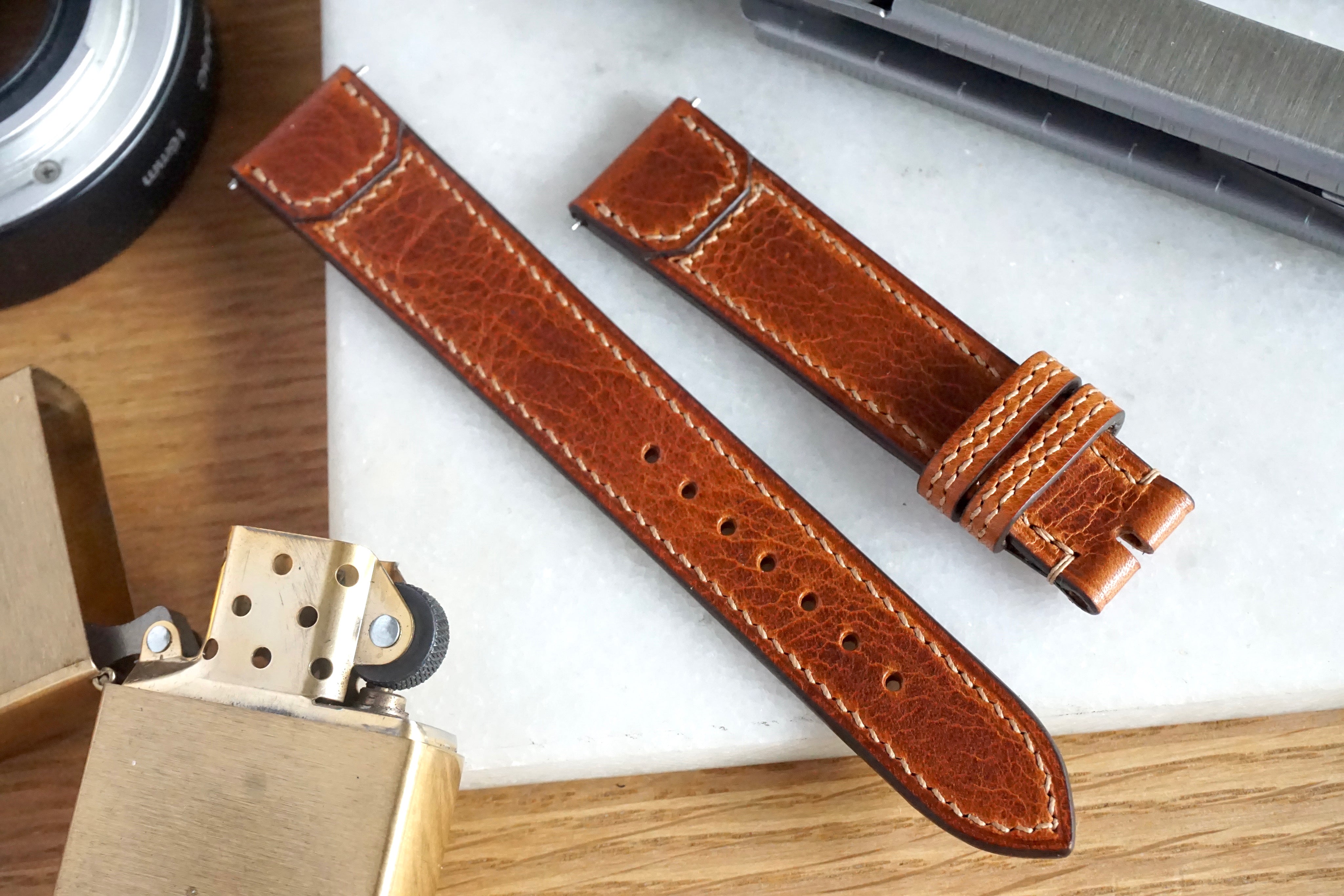  Dark Brown Epsom leather watch band, Handmade Calf