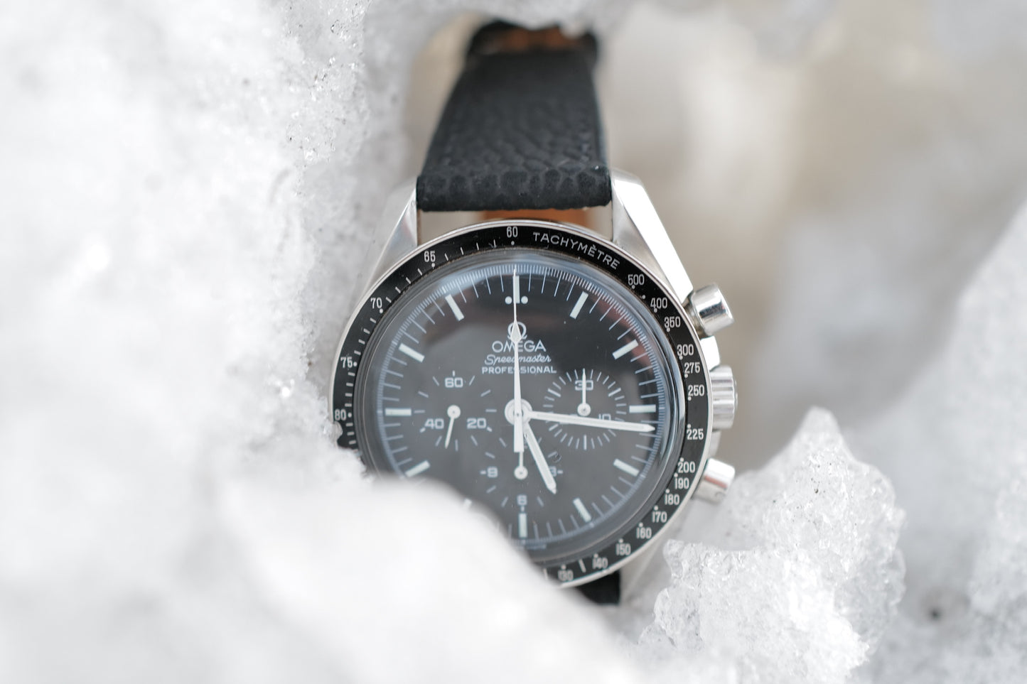 Matte black pebbled basketball leather watch strap- Horween