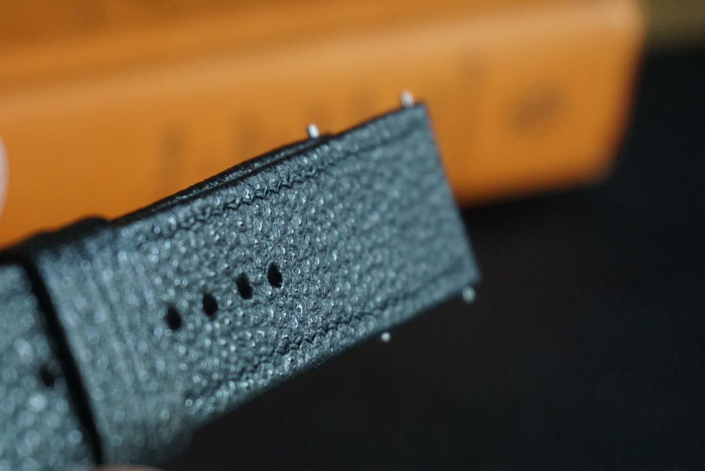 Kurozan 'black diamond' leather watch strap