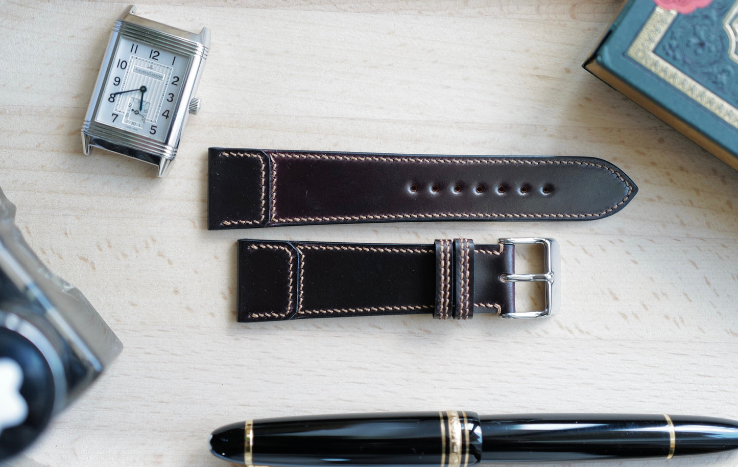 No.8 Horween shell cordovan Reverso style watch strap