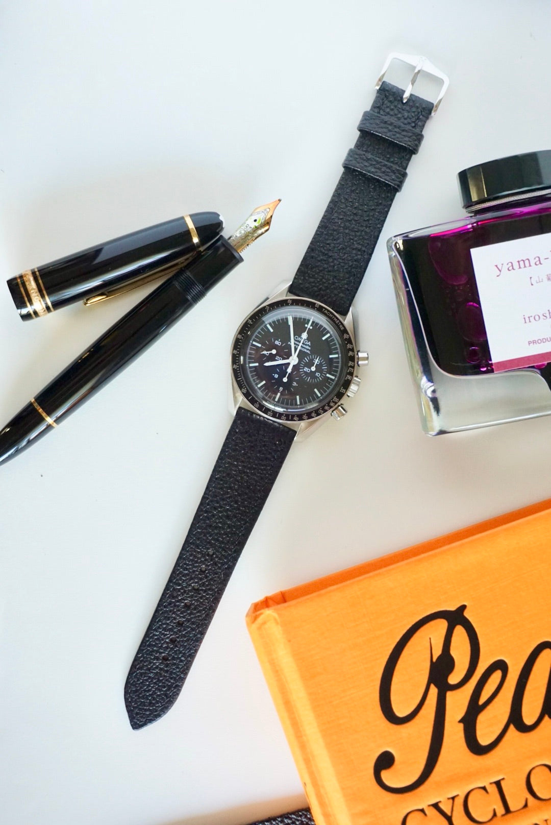 Kurozan 'black diamond' leather watch strap