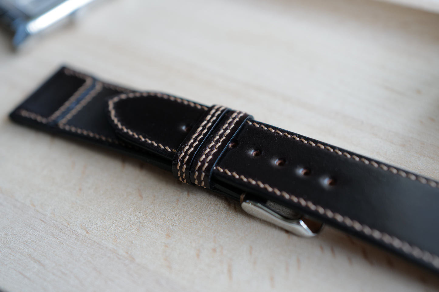 No.8 Horween shell cordovan Reverso style watch strap
