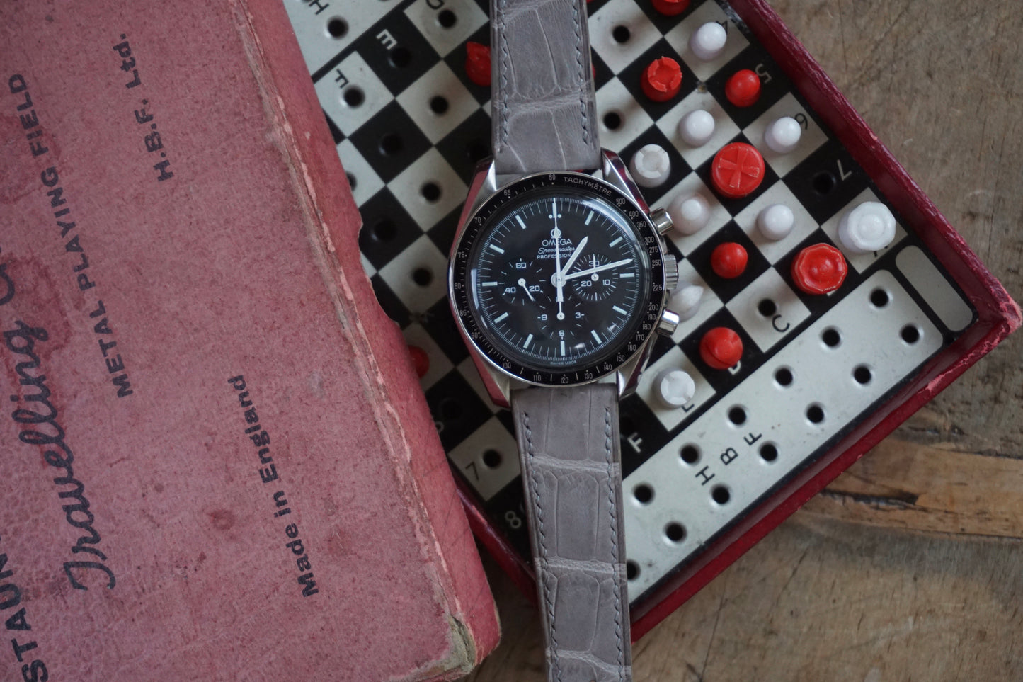 Grey alligator leather watch strap