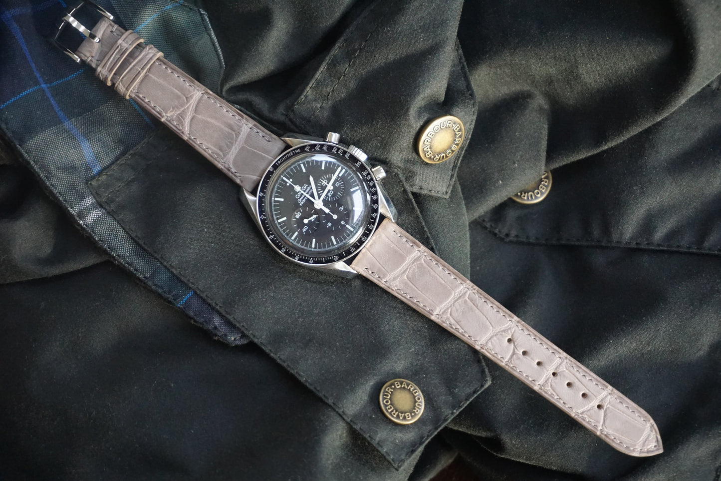 Grey alligator leather watch strap