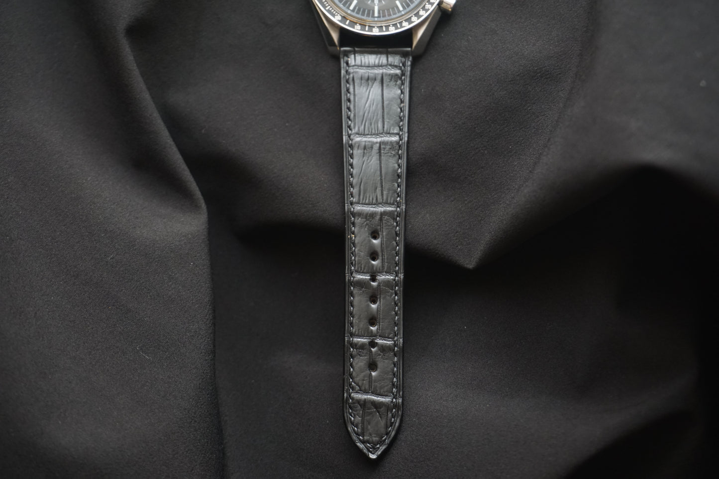 Black Crocodile leather watch strap.