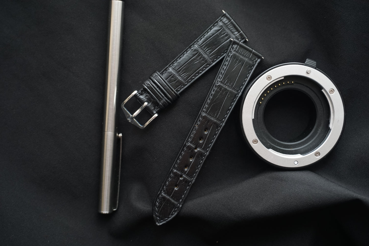Black Crocodile leather watch strap.