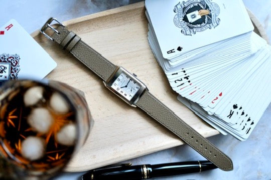 Taupe Epsom leather watch strap