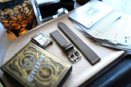 Taupe Epsom leather watch strap