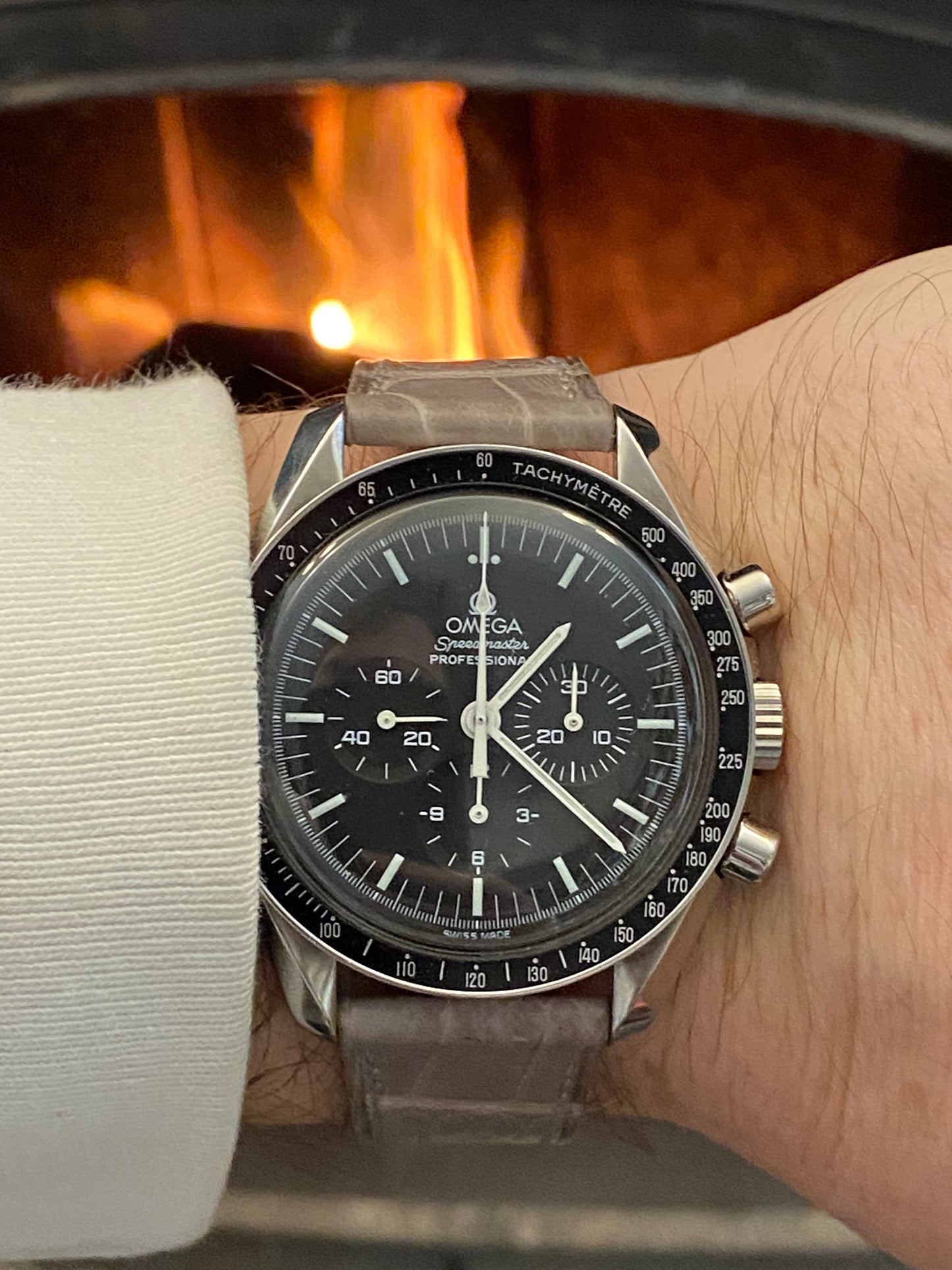 Grey alligator leather watch strap