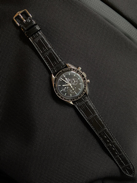 Black Crocodile leather watch strap.