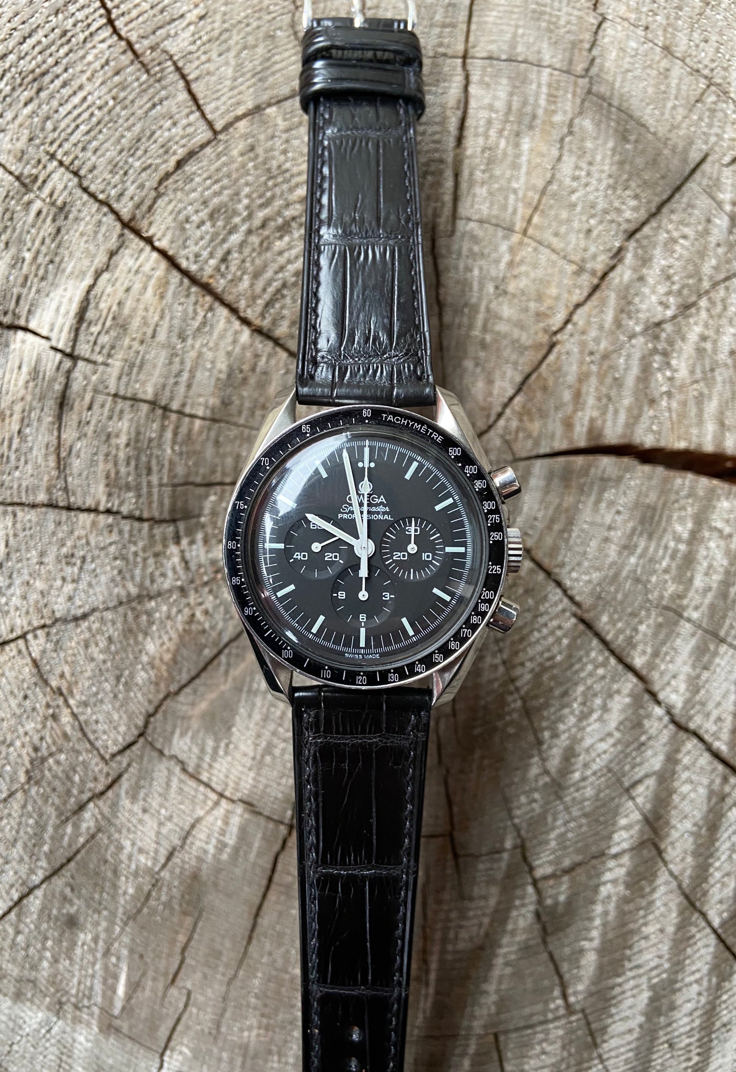 Black Crocodile leather watch strap.
