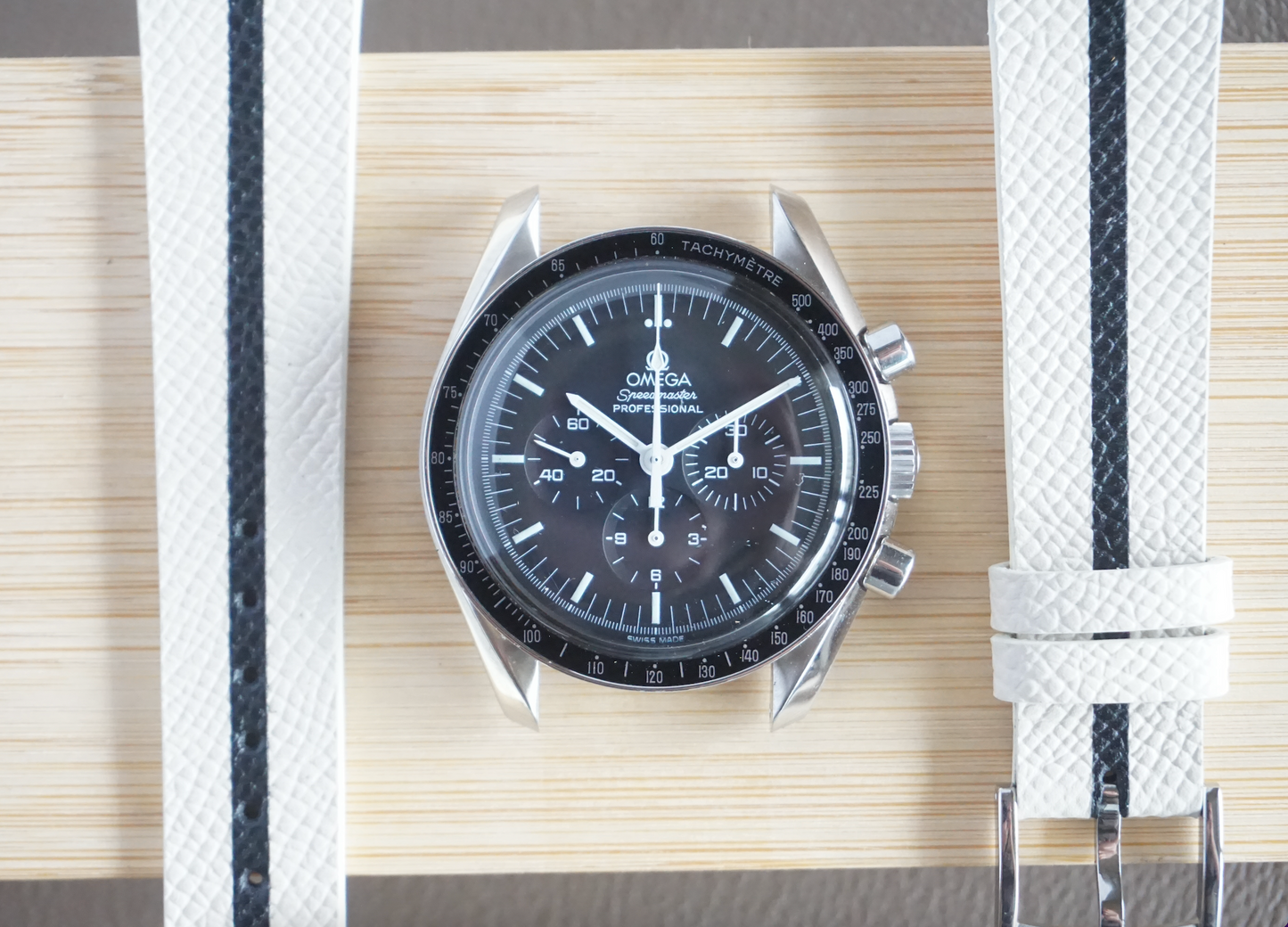 Black and white stripe watch strap.