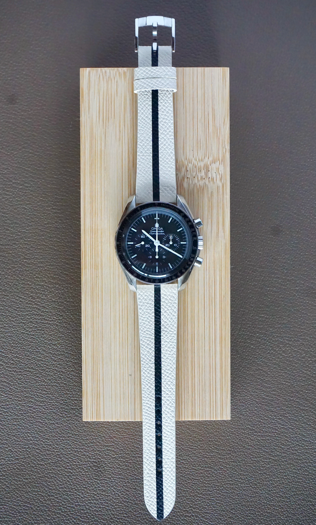 Black and white stripe watch strap.