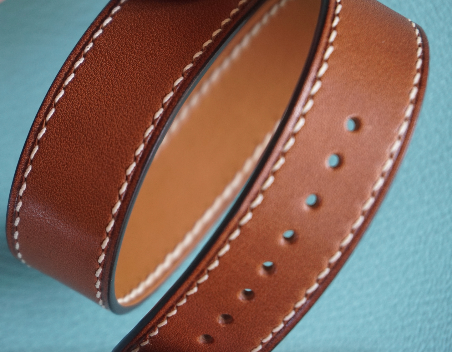 Double loop Baranil/ Barenia leather watch strap (also for apple watch)