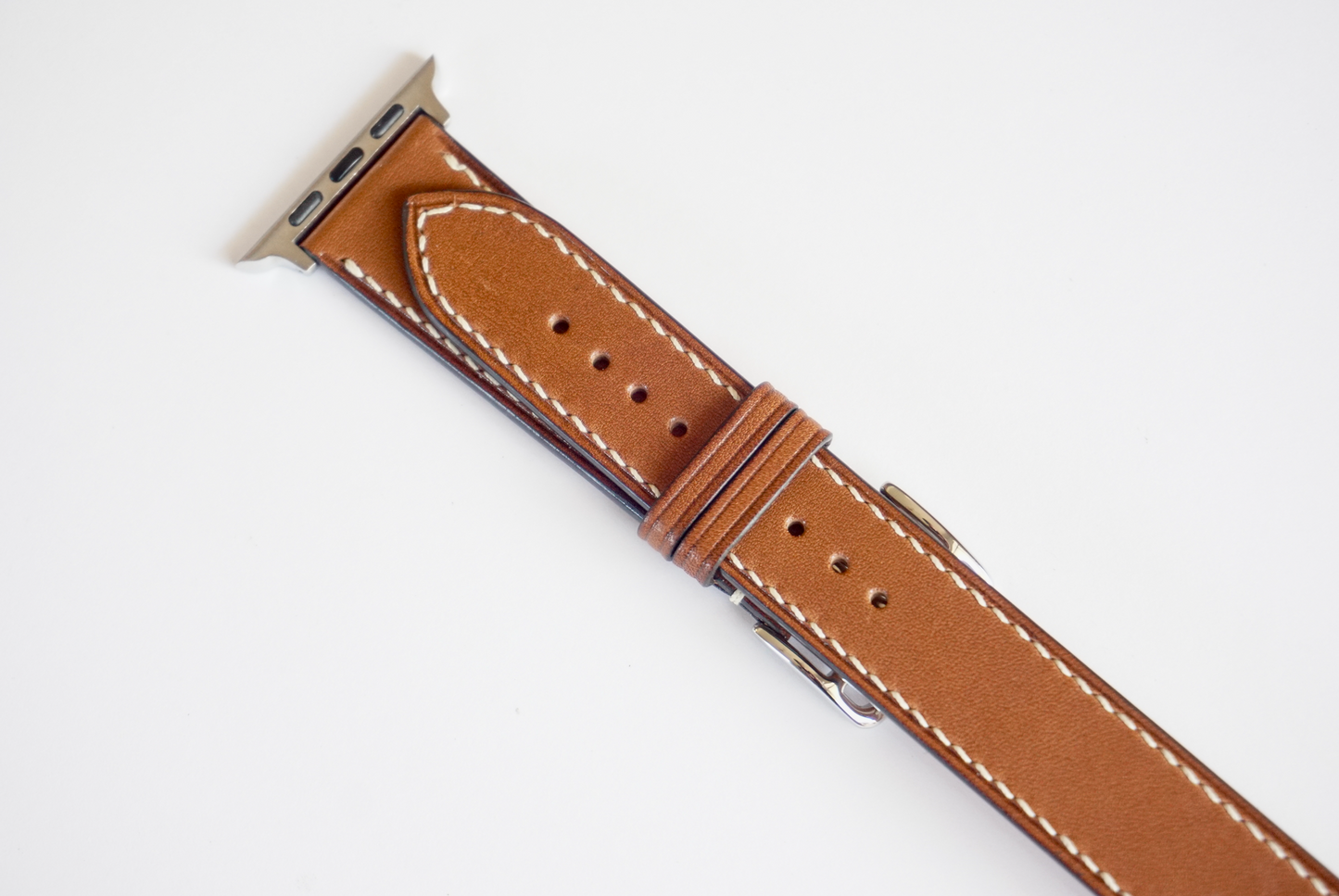 Double loop Baranil/ Barenia leather watch strap (also for apple watch)