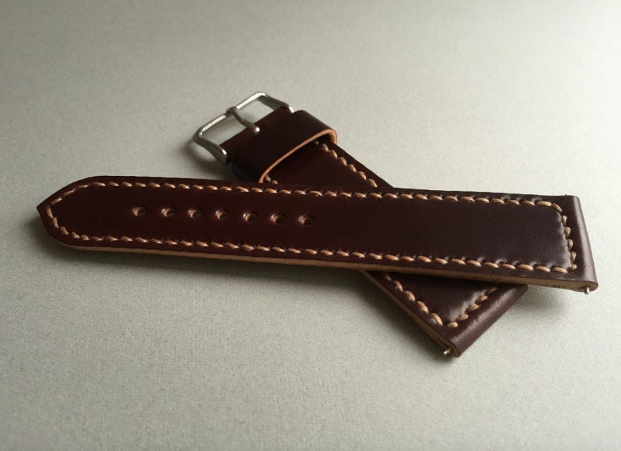 Box stitched no8 Horween shell cordovan watch strap