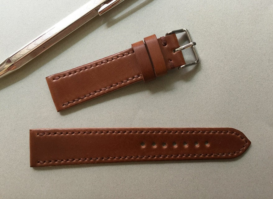 Horween bourbon Horween shell cordovan watch strap