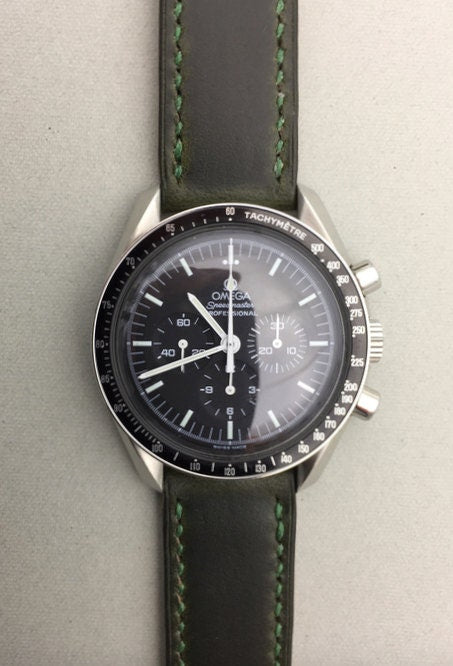 Deep green Horween Chromexcel watch strap