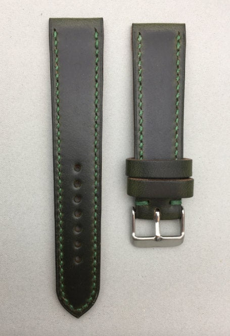 Deep green Horween Chromexcel watch strap