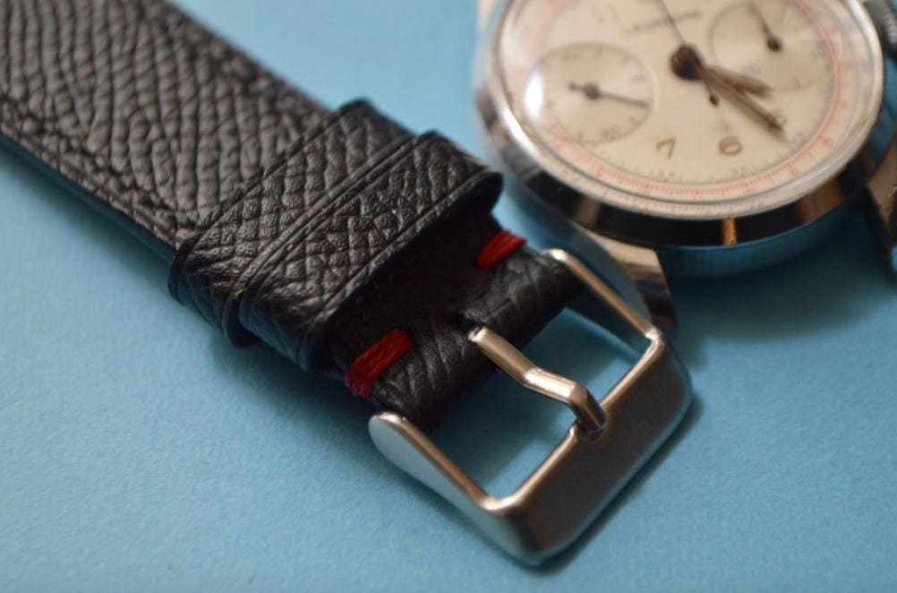 All Black Epsom leather watch strap