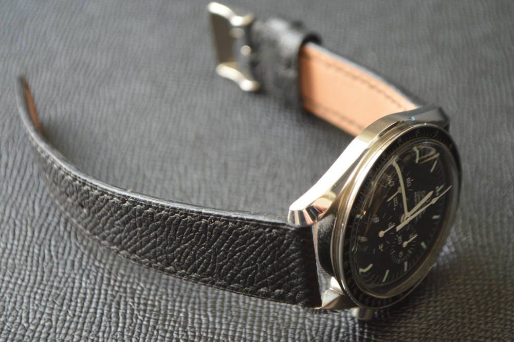 All Black Epsom leather watch strap