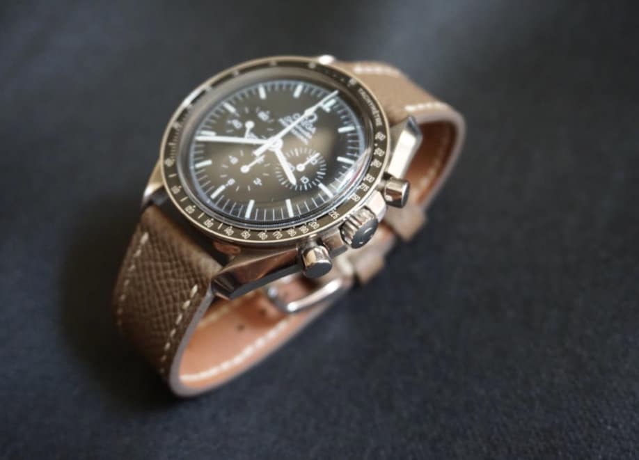 Taupe Epsom leather watch strap