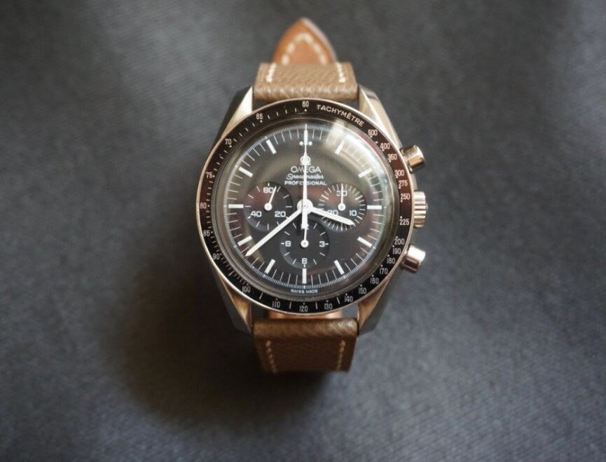 Taupe Epsom leather watch strap