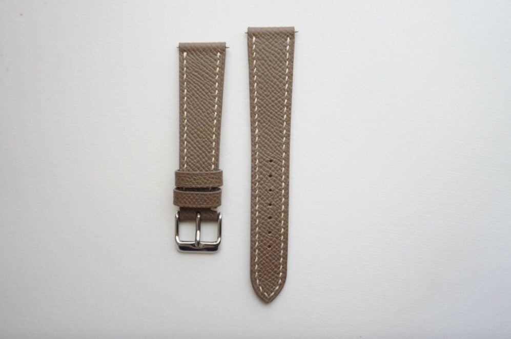 Taupe Epsom leather watch strap