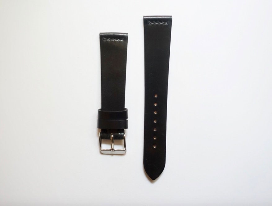 Straight top Black shell cordovan watch strap
