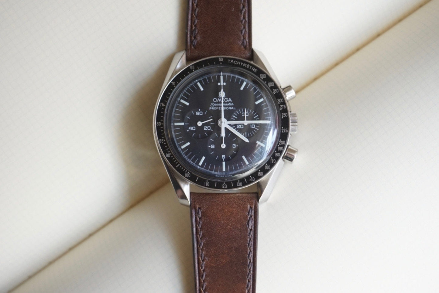 Brown museum calf leather watch strap