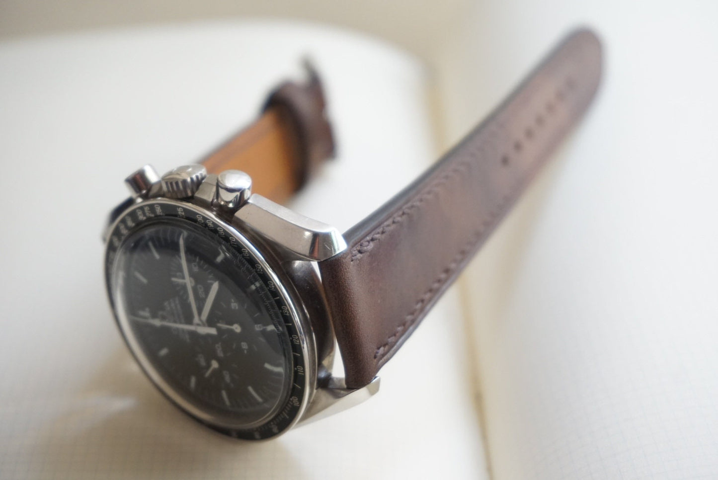 Brown museum calf leather watch strap