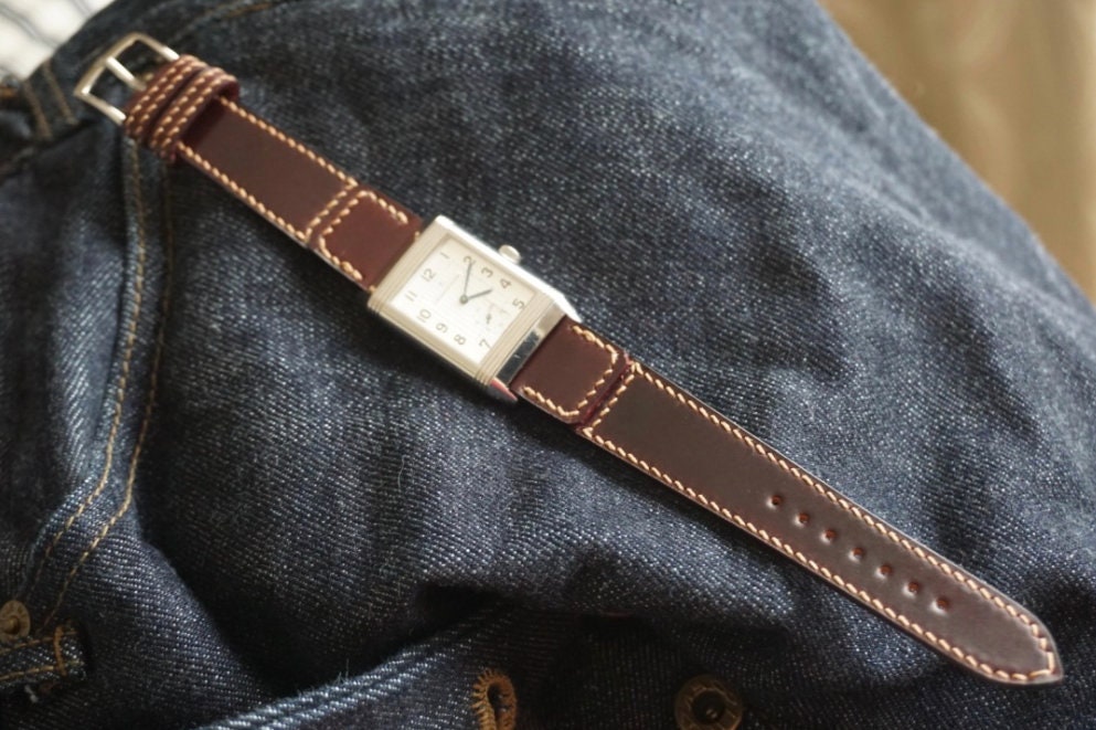No.8 Horween shell cordovan Reverso style watch strap