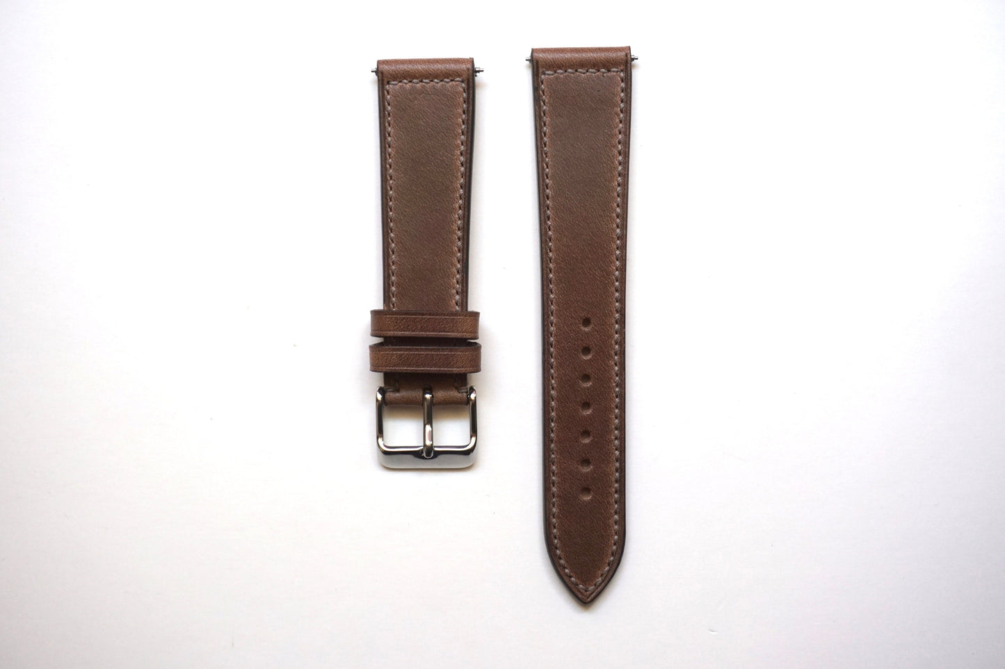 Box stitched Horween Chromexcel natural watch strap