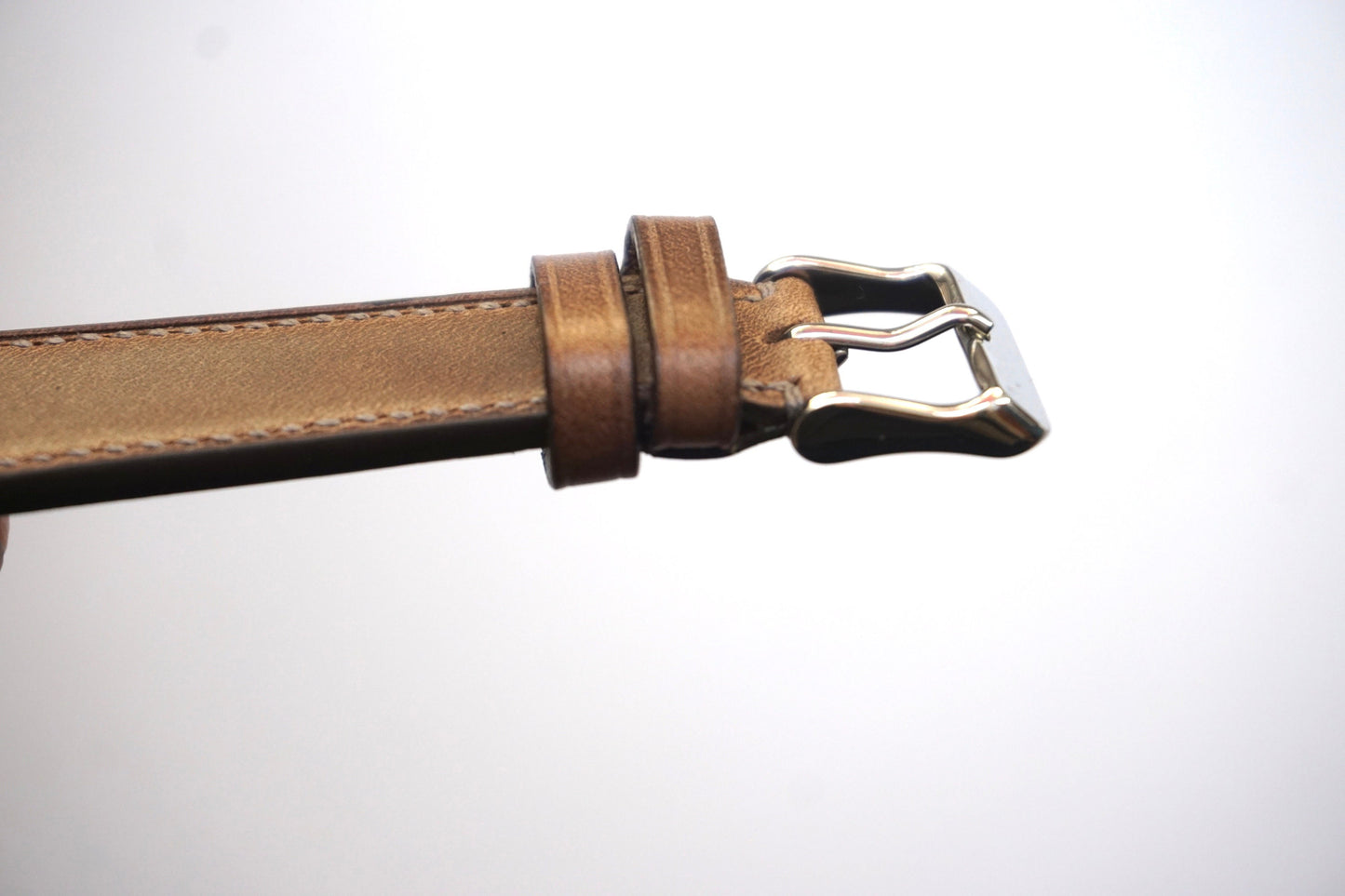 Box stitched Horween Chromexcel natural watch strap