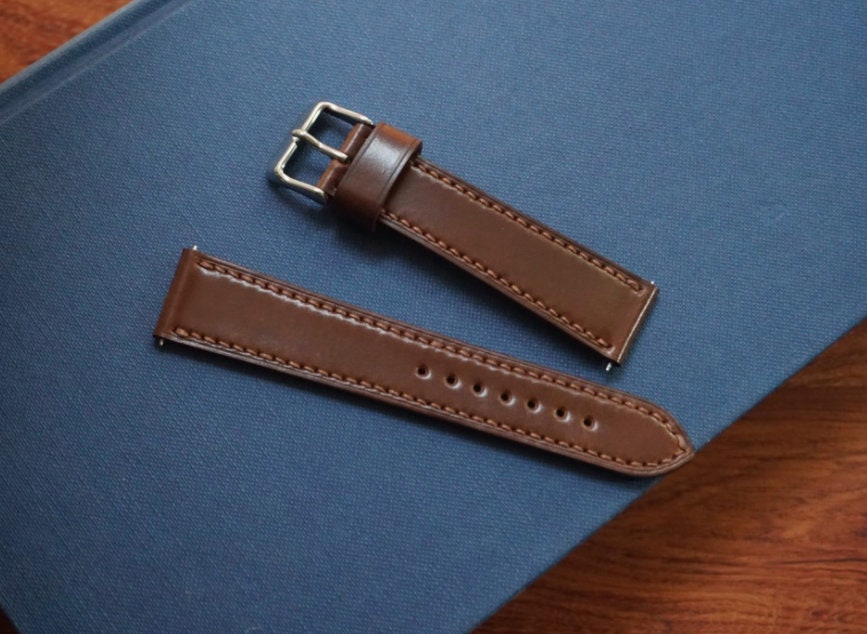 Horween bourbon Horween shell cordovan watch strap