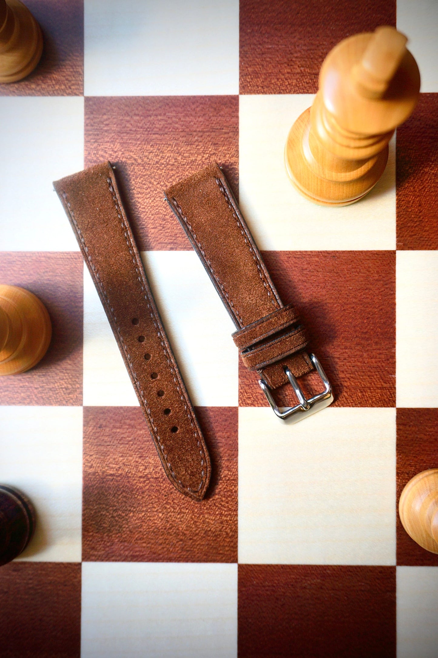 Suede in snuff brown watch strap
