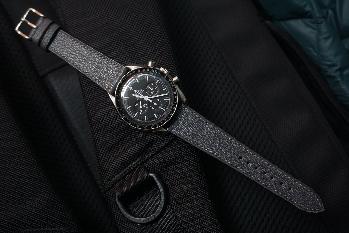 Grey Chevre leather watch strap