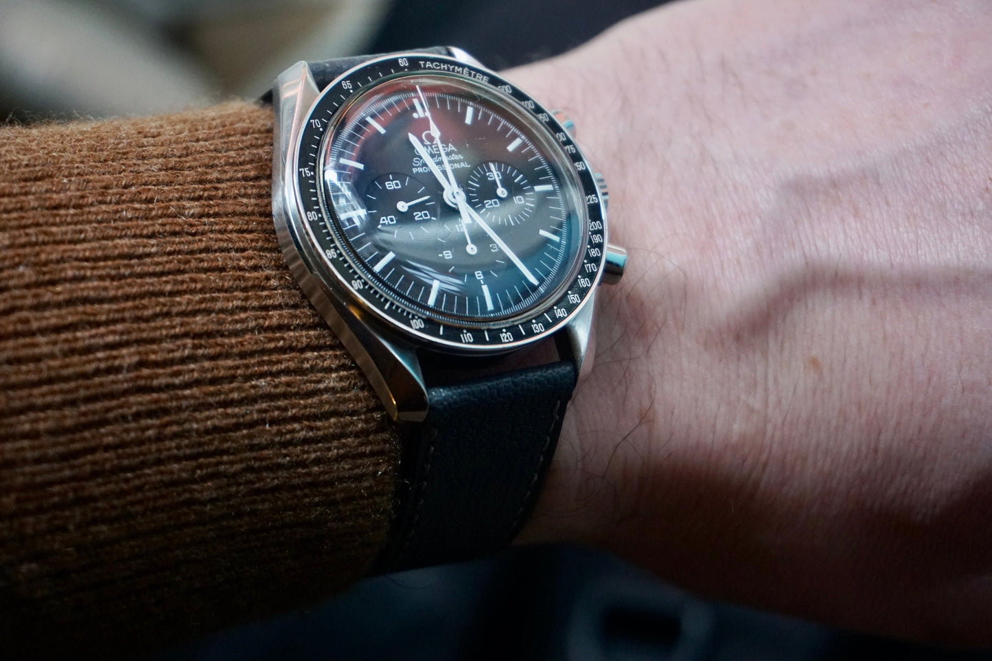 Grey Chevre leather watch strap