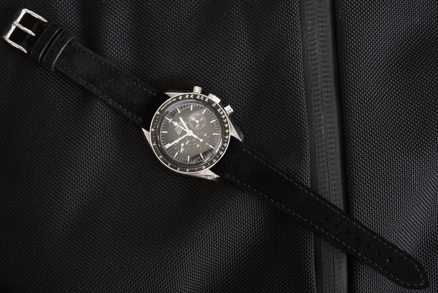 Matte Black C.F. Stead suede watch strap