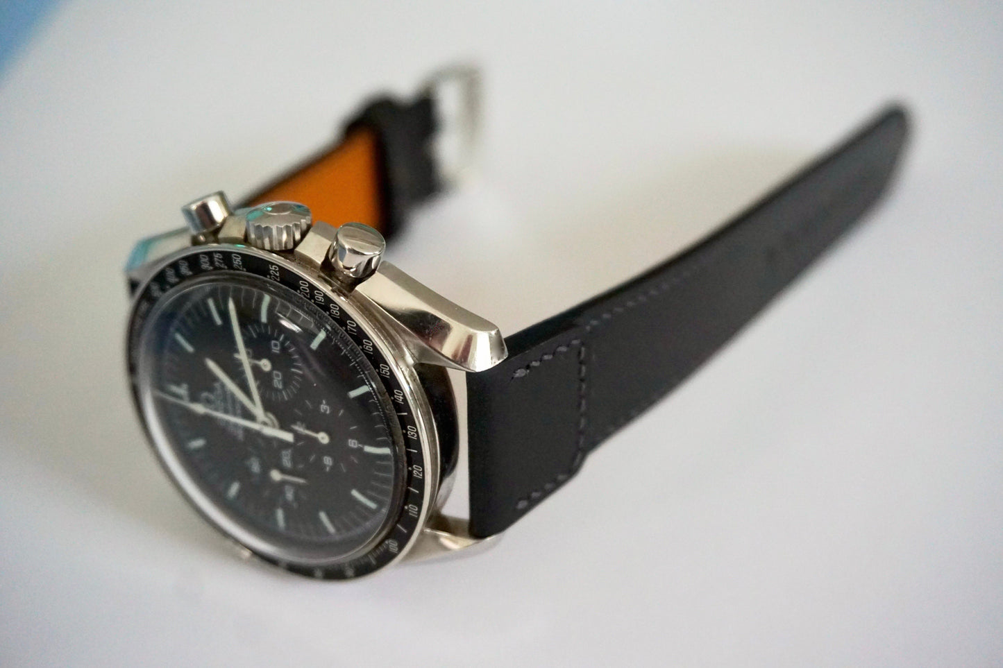 Black Reverso style in Horween shell cordovan watch strap