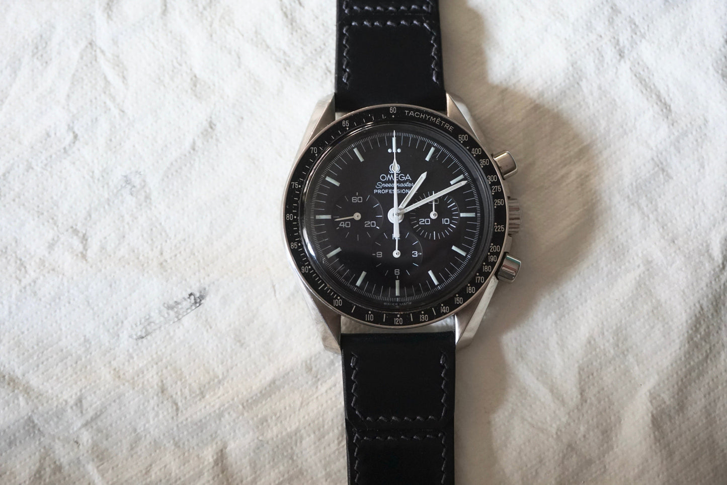 Black Reverso style in Horween shell cordovan watch strap