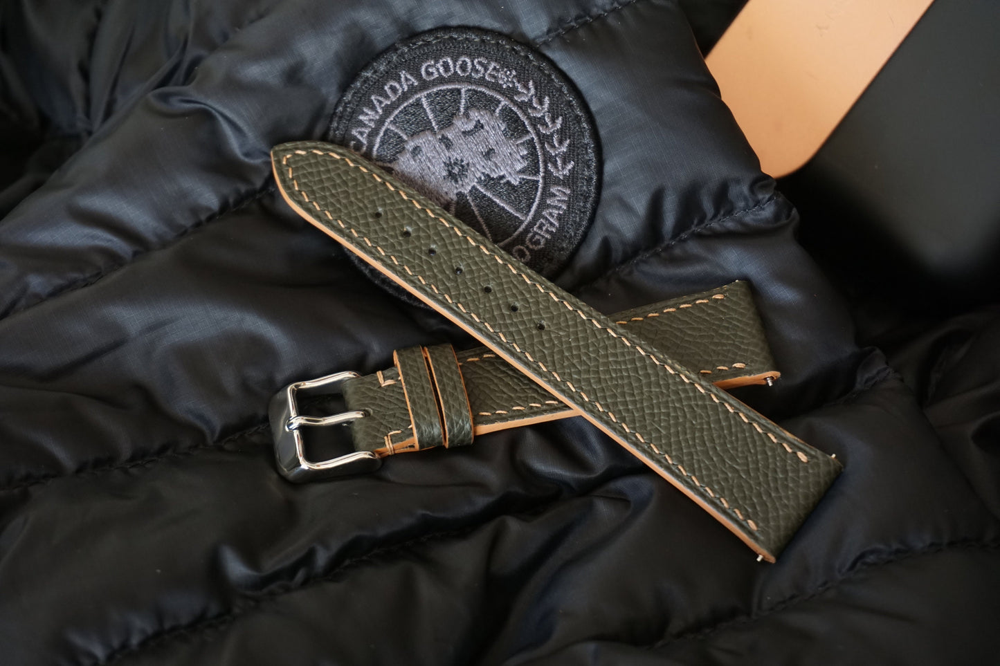 Moss green Epsom watch strap