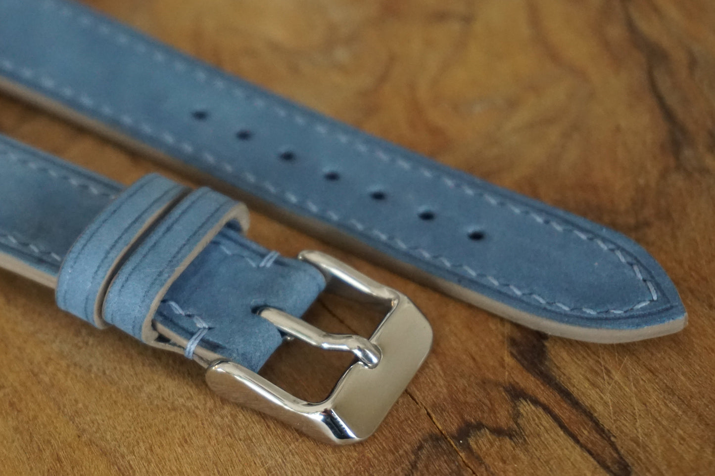French blue Nubuck watch strap