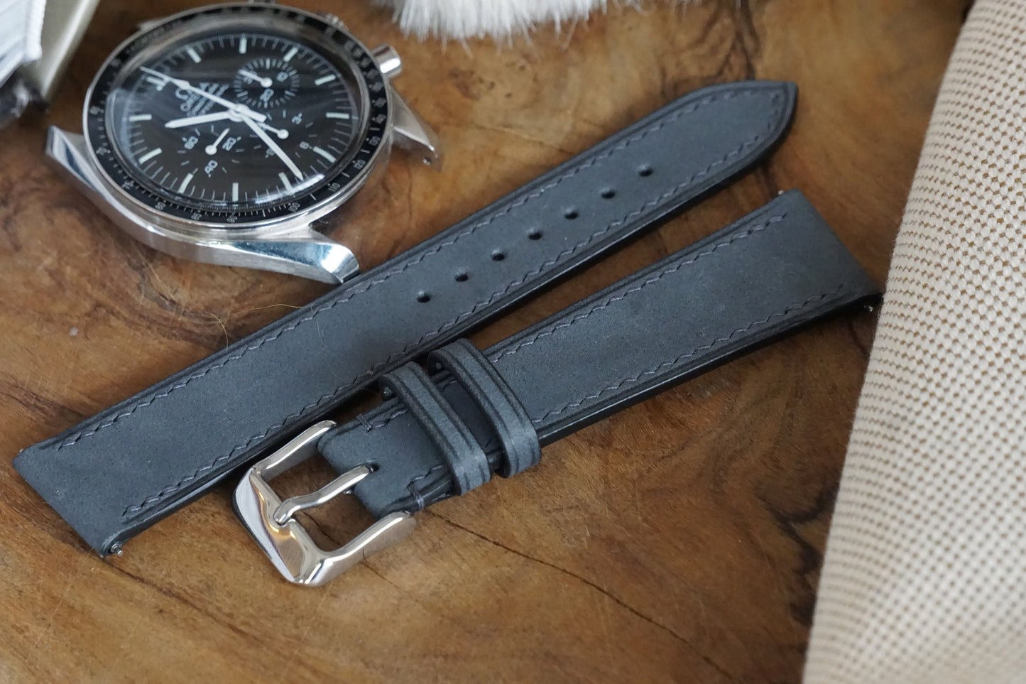 Charcoal grey Nubuck watch strap