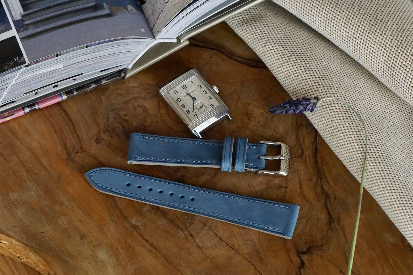 French blue Nubuck watch strap